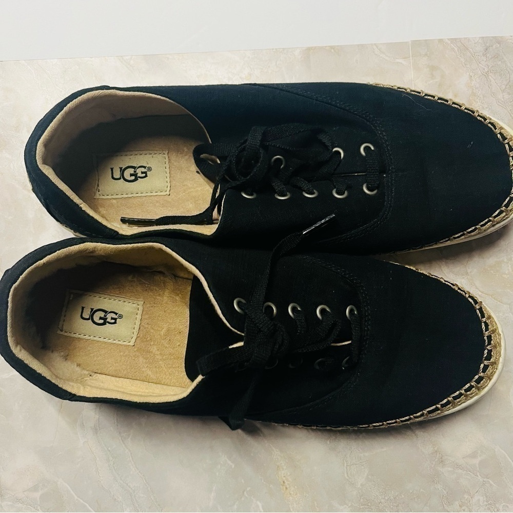 UGG Evan espadrilles canvas sneakers shoes BLACK size 12 - Picture 4 of 5